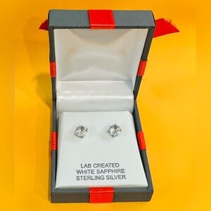 Lab created white sterling silver studs.